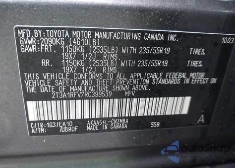 2024 Toyota Rav4 Xle Premium z USA, uszkodzony, nr VIN 2T3A1RFV7RC399539